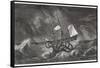 Kraken Attacking a Sailing Vessel During a Storm-E. Etherington-Framed Stretched Canvas