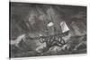 Kraken Attacking a Sailing Vessel During a Storm-E. Etherington-Stretched Canvas
