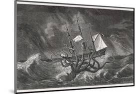 Kraken Attacking a Sailing Vessel During a Storm-E. Etherington-Mounted Photographic Print