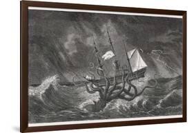 Kraken Attacking a Sailing Vessel During a Storm-E. Etherington-Framed Photographic Print