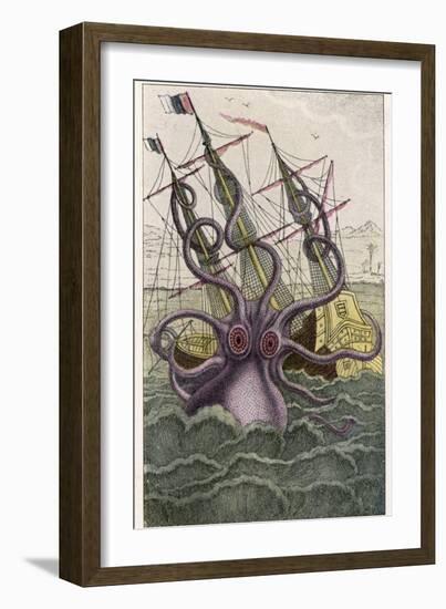 Kraken Attacks a Sailing Vessel-Denys De Montfort-Framed Photographic Print