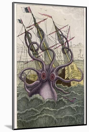 Kraken Attacks a Sailing Vessel-Denys De Montfort-Mounted Photographic Print