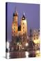 Krakow by Night - St. Marys Church-B-D-S-Stretched Canvas