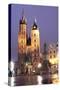 Krakow by Night - St. Marys Church-B-D-S-Stretched Canvas