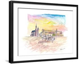 Krakow Poland Marketplace with Cathedral-M. Bleichner-Framed Art Print