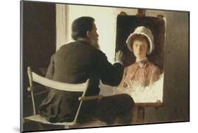 Kramskoy Painting a Portrait of His Daughter, 1884-Ivan Nikolayevich Kramskoi-Mounted Giclee Print