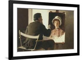 Kramskoy Painting a Portrait of His Daughter, 1884-Ivan Nikolayevich Kramskoi-Framed Giclee Print