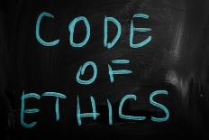"Code of Ethics" Handwritten with White Chalk on a Blackboard-Krasimira Nevenova-Laminated Premium Giclee Print