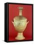 Krater with Lid and Decorated in Geometric Patterns-null-Framed Stretched Canvas