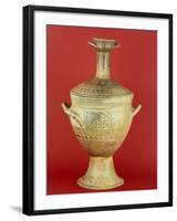 Krater with Lid and Decorated in Geometric Patterns-null-Framed Giclee Print