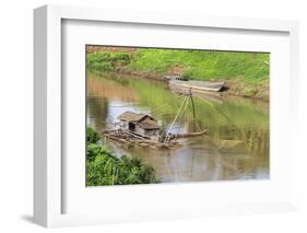 Kratie, Cambodia. Floating Vietnamese houseboat on the Mekong River in Kratie, Cambodia.-Yvette Cardozo-Framed Photographic Print