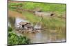 Kratie, Cambodia. Floating Vietnamese houseboat on the Mekong River in Kratie, Cambodia.-Yvette Cardozo-Mounted Photographic Print