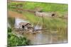 Kratie, Cambodia. Floating Vietnamese houseboat on the Mekong River in Kratie, Cambodia.-Yvette Cardozo-Mounted Photographic Print