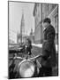 Kremlin Motorcycle Police Escort Waiting For Harold Macmillan Visiting Khrushchev-Howard Sochurek-Mounted Photographic Print