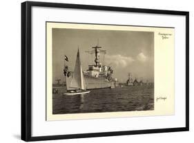 Kreuzer Im Hafen, Deutsche Kriegsschiffe, Segelboot-null-Framed Giclee Print