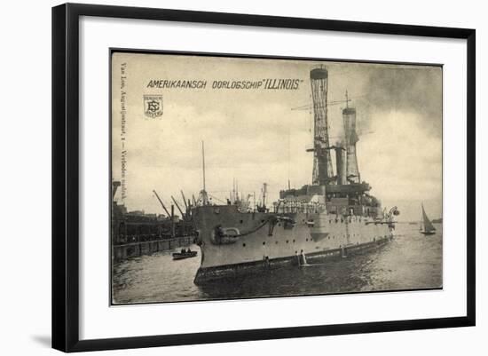 Kriegsschiff Illinois Im Hafen, Boote, Segelboot-null-Framed Giclee Print