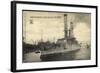 Kriegsschiff Illinois Im Hafen, Boote, Segelboot-null-Framed Giclee Print