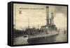 Kriegsschiff Illinois Im Hafen, Boote, Segelboot-null-Framed Stretched Canvas