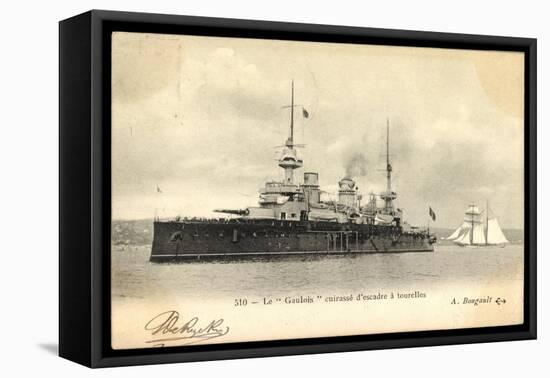 Kriegsschiff Le Gaulois Und Segelboot-null-Framed Stretched Canvas