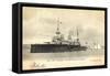 Kriegsschiff Le Gaulois Und Segelboot-null-Framed Stretched Canvas