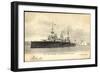 Kriegsschiff Le Gaulois Und Segelboot-null-Framed Giclee Print