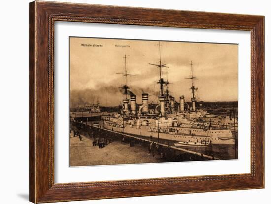 Kriegsschiff Wilhelmshaven, Hafenszene-null-Framed Giclee Print