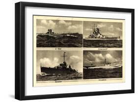 Kriegsschiffe, U Boot, Zerstörer, Schnellboot-null-Framed Giclee Print