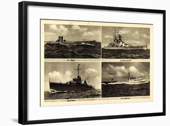 Kriegsschiffe, U Boot, Zerstörer, Schnellboot-null-Framed Giclee Print