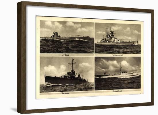 Kriegsschiffe, U Boot, Zerstörer, Schnellboot-null-Framed Giclee Print