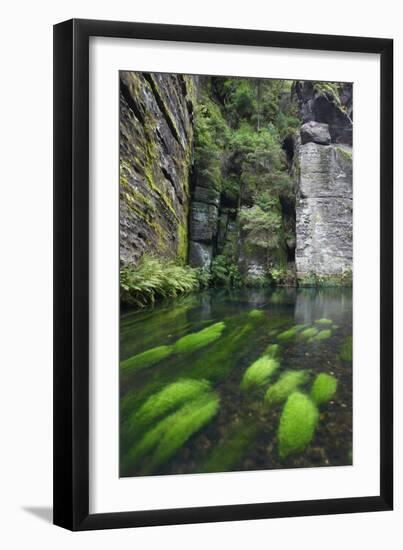Krinice River Flowing Past Rock Faces, Dlouhy Dul, Bohemian Switzerland Np Czech Republic-Ruiz-Framed Photographic Print