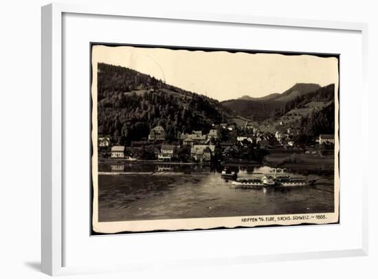 Krippen Elbe Bad Schandau, Dampfer Rathen-null-Framed Giclee Print