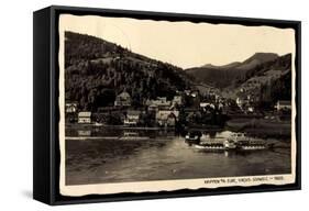 Krippen Elbe Bad Schandau, Dampfer Rathen-null-Framed Stretched Canvas