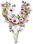 Bohemian Deer Skull - Western Mammal Watercolor-Kris_art-Art Print