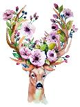 Floral Bohemian Design - Watercolor Flower and Bird-Kris_art-Art Print