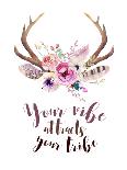 Your Vibe Attracts Your Tribe - Floral Boho Watercolor-Kris_art-Art Print
