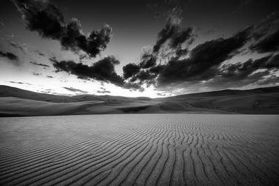 Dramatic Sky over Desert Dunes Black and White Landscapes Photography