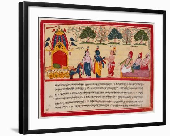 Krishna and Balarama Arrive in the Forest-null-Framed Art Print