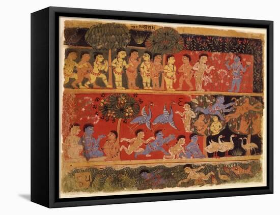 Krishna and Balarama Play with Gopas-null-Framed Stretched Canvas