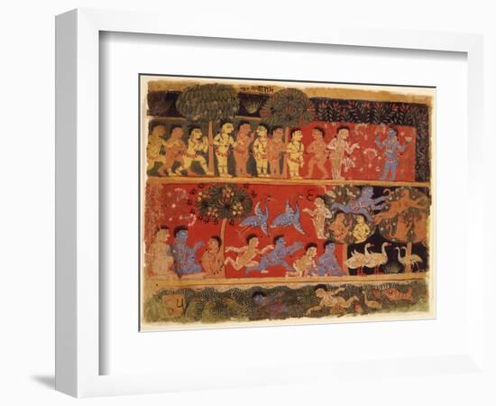 Krishna and Balarama Play with Gopas-null-Framed Art Print