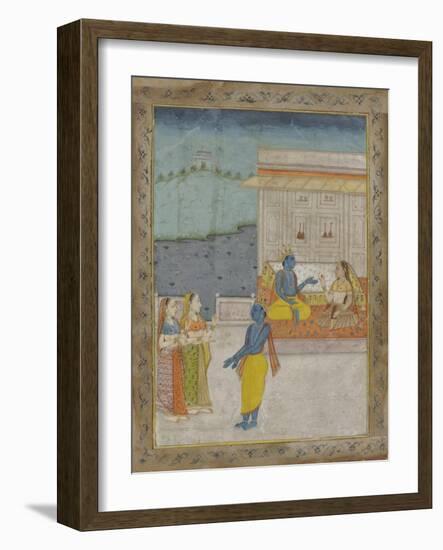 Krishna and His Harem-null-Framed Art Print