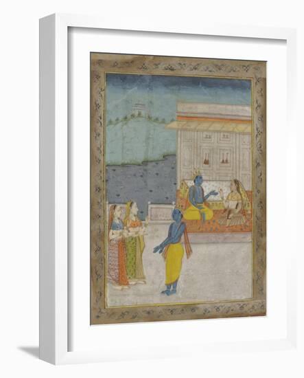 Krishna and His Harem-null-Framed Art Print