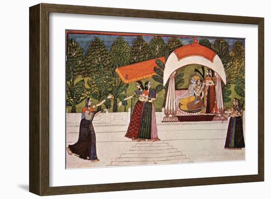 Krishna and Radha in a Pavilion-null-Framed Art Print