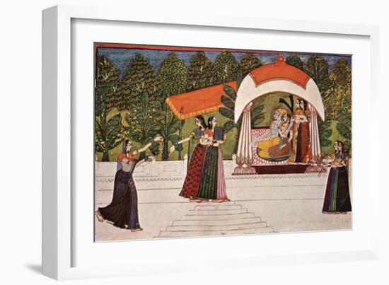 Krishna and Radha in a Pavilion-null-Framed Art Print