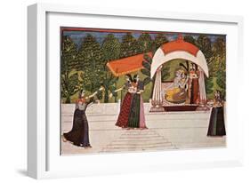 Krishna and Radha in a Pavilion-null-Framed Art Print