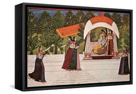 Krishna and Radha in a Pavilion-null-Framed Stretched Canvas