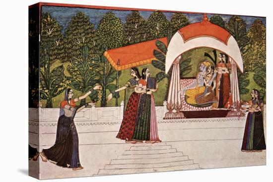Krishna and Radha in a Pavilion-null-Stretched Canvas