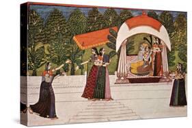 Krishna and Radha in a Pavilion-null-Stretched Canvas