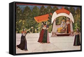 Krishna and Radha in a Pavilion-null-Framed Stretched Canvas