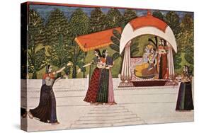 Krishna and Radha in a Pavilion-null-Stretched Canvas
