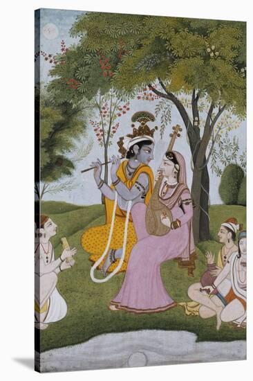 Krishna and Radha Making Music-null-Stretched Canvas